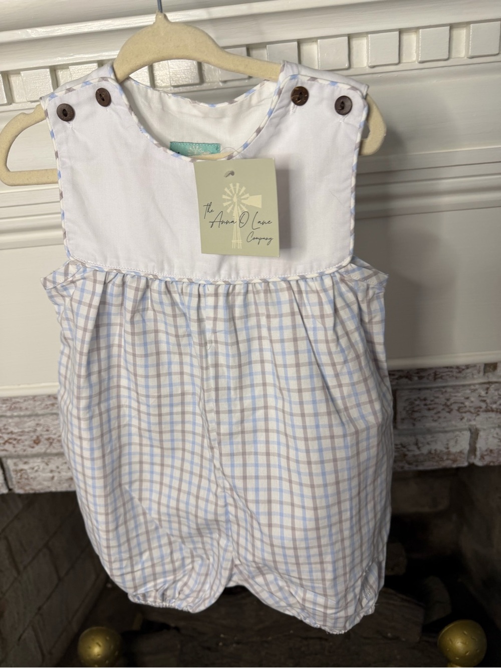 Blue and White Plaid Baby One-Piece